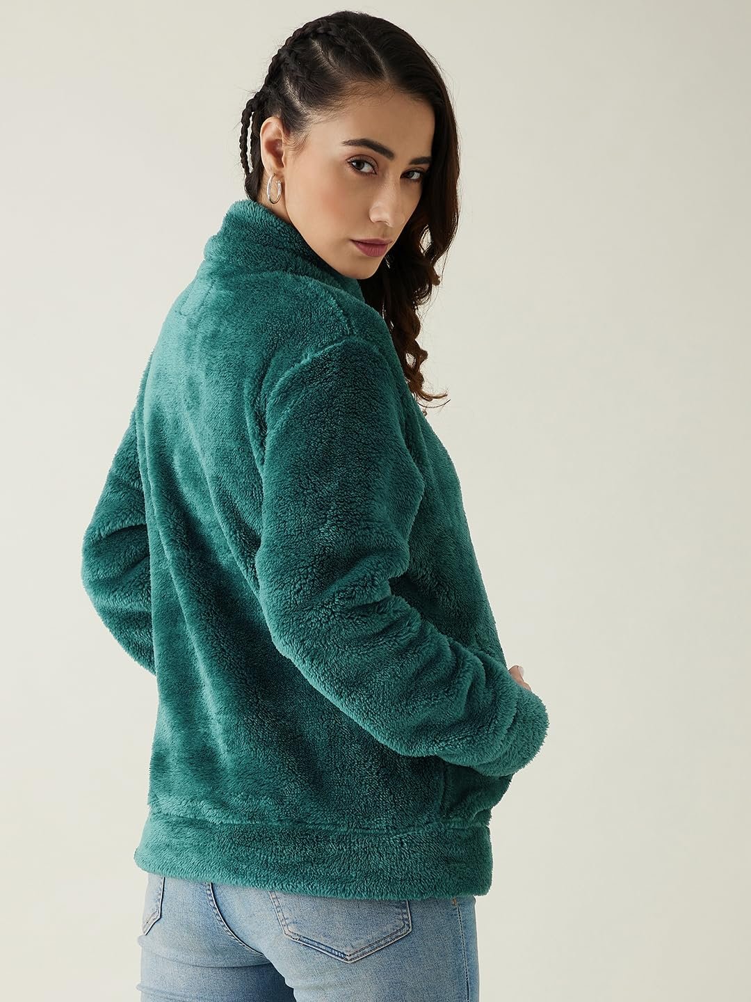 Modeve Women Solid Full Sleeve Fur Standard Length Jacket For Winter - Image 6