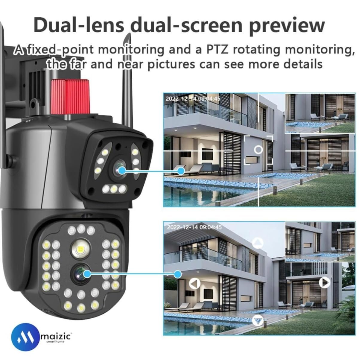 Maizic Smarthome 6 MP WiFi Camera Outdoor/Indoor with bidirectional Voice, Intelligent Alarm, Smart surviellance, Motion and Human Detection (White Outdoor) - Image 5