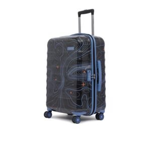 uppercase Polyester Topo (Medium) 66 Cms|Hardshellsided Check-In Artistic_Skate_Wheel Printed Trolley Bag|8 Wheel Sustainable Travel Bag With Tsa Lock&Anti-Theft Zippers|Men&Women (Black),H-65.5 cms