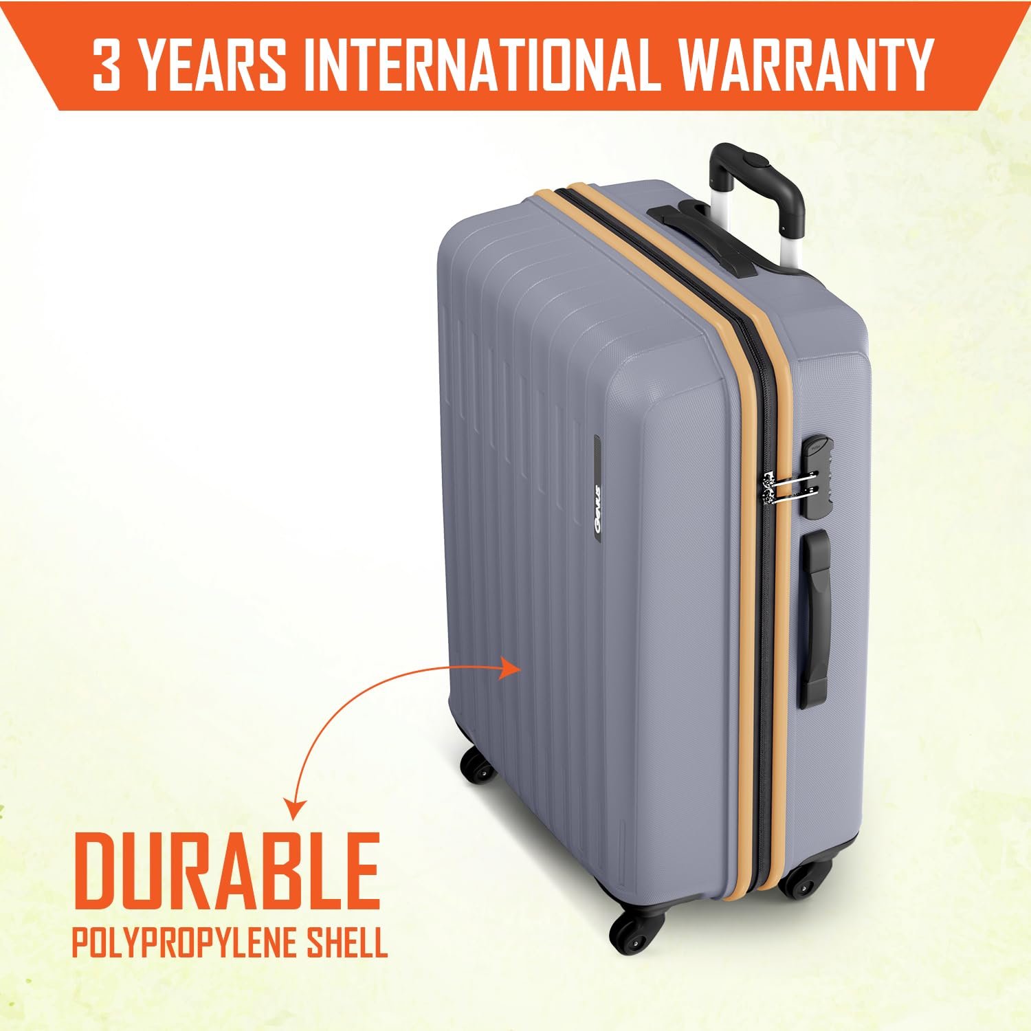 Safari Genius Alley 66cm Medium Check-in Trolley Bag Hard Case Polypropylene, 4 Spinner Wheels, 360 Degree Wheeling Luggage, Travel Bag, Suitcase for Travel, Trolley Bags for Travel, Flintstone - Image 2