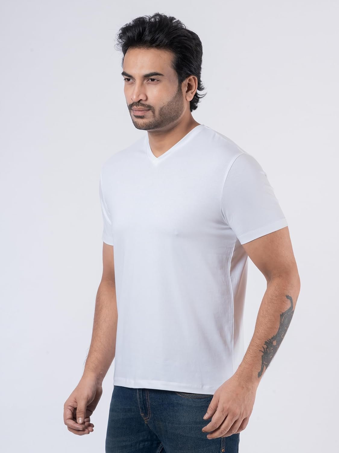 Amazon Brand - Inkast Men's Cotton Stretch Regular Fit V Neck Half Sleeve T-Shirt (Pack of 2) - Image 3