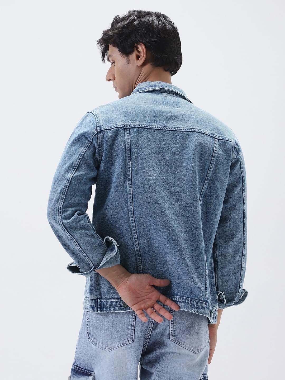 Urbano Fashion Men's Regular Fit Washed Full Sleeve Denim Jacket - Image 4