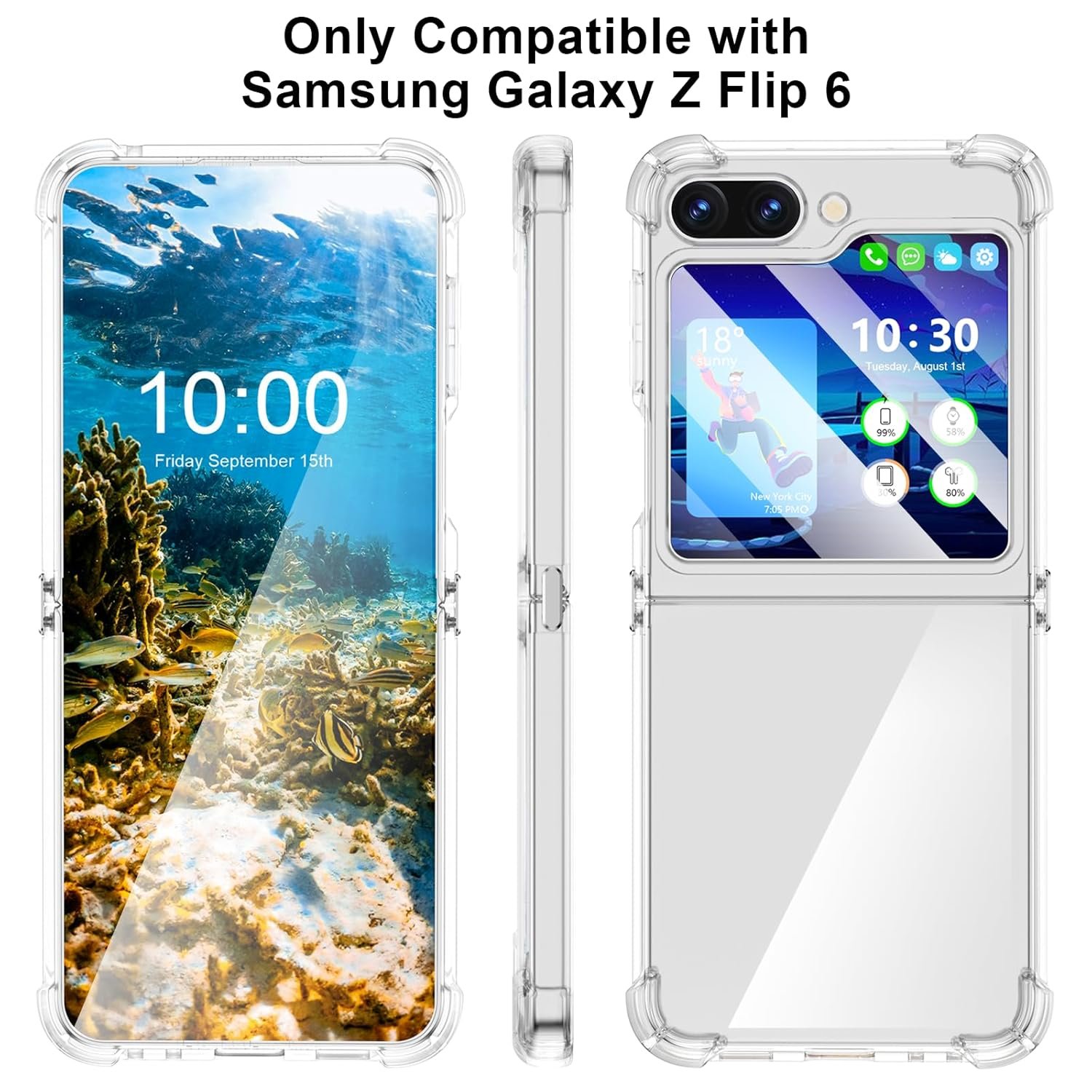 WATACHE for Samsung Galaxy Z Flip 6 Case, Z Flip 6 Case Clear Slim Thin Transparent Shockproof Hinge Soft TPU Flip 6 Phone Case Cover 2024 5G(Clear) - Image 2