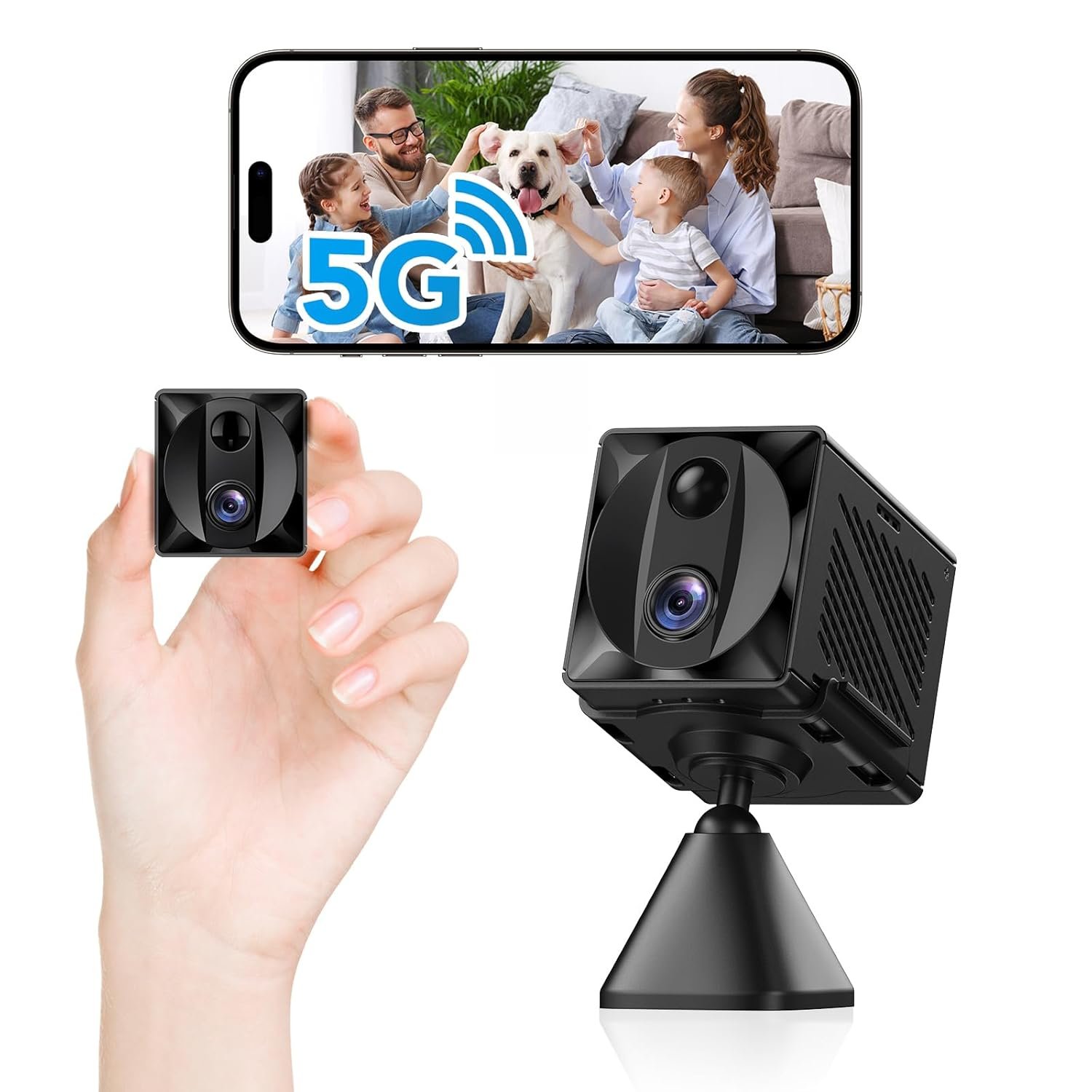 Mini Camera WiFi Hidden Spy Camera, 5G Wireless Indoor Security Camera,4K Surveillance Nanny Cam Pet Camera Car Camera,100 Days Battery Life (Camera)
