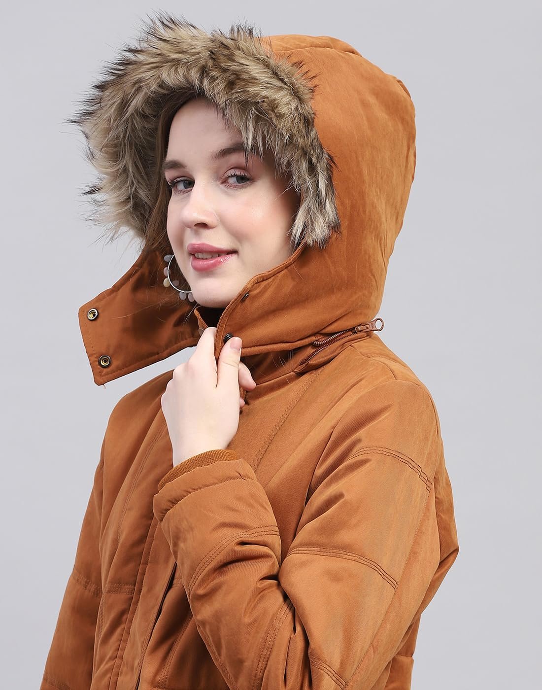 Monte Carlo Women's Polyester Blend Regular Solid Detachable Hood Full Sleeve Jacket - Image 9