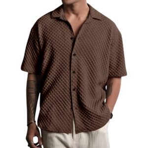 D&B Trends Casual Shirt for Men | Half Sleeve Textured Shirt | Premium Branded Shirt | Regular Fit Wrinkle Free Cotton Blend | Stylish Daily, Office