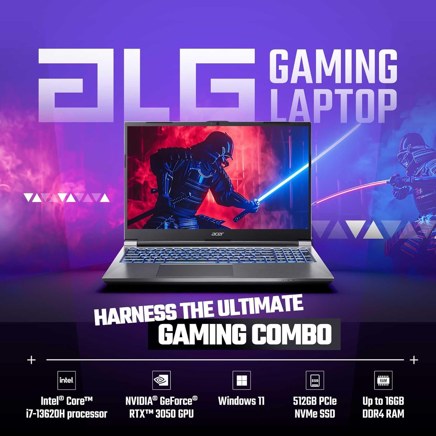 Acer ALG, Intel Core i7-13th Gen 13620H Processor, NVIDIA GeForce RTX 3050-6GB(16GB/512GB) FHD, 39.62cm(15.6"), 144Hz, Windows 11 Home, Steel Gray, 1.99KG, AL15G-53, Premium Metal Body,Gaming Laptop - Image 4