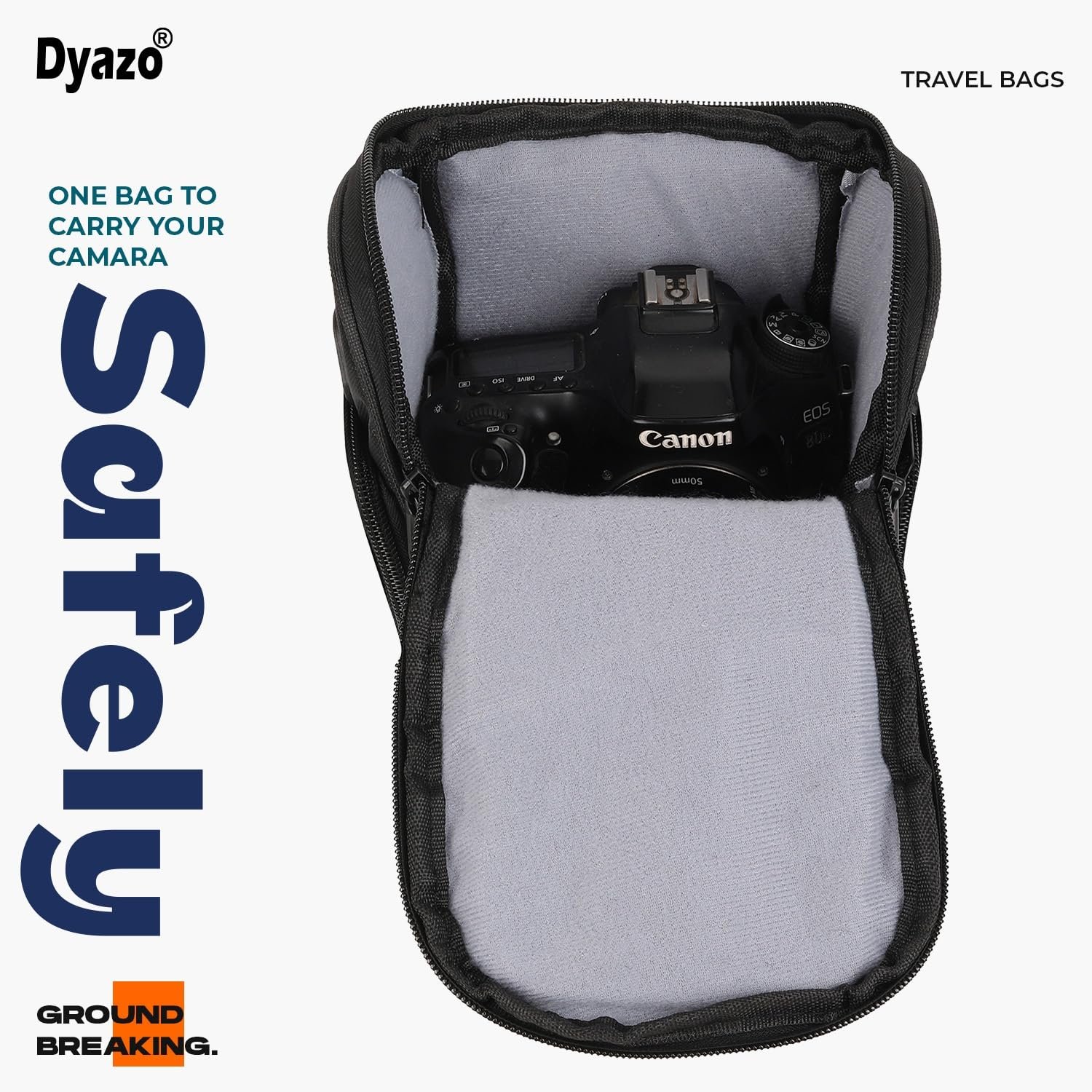 Dyazo Compact Water Resistant Camera Bag/Case with Side Pockets & Adjustable Shoulder Strap, Compatible for All DSLR Canon,Nikon Sony Cameras Anti Shock (Color r Black & Grey) - Image 5