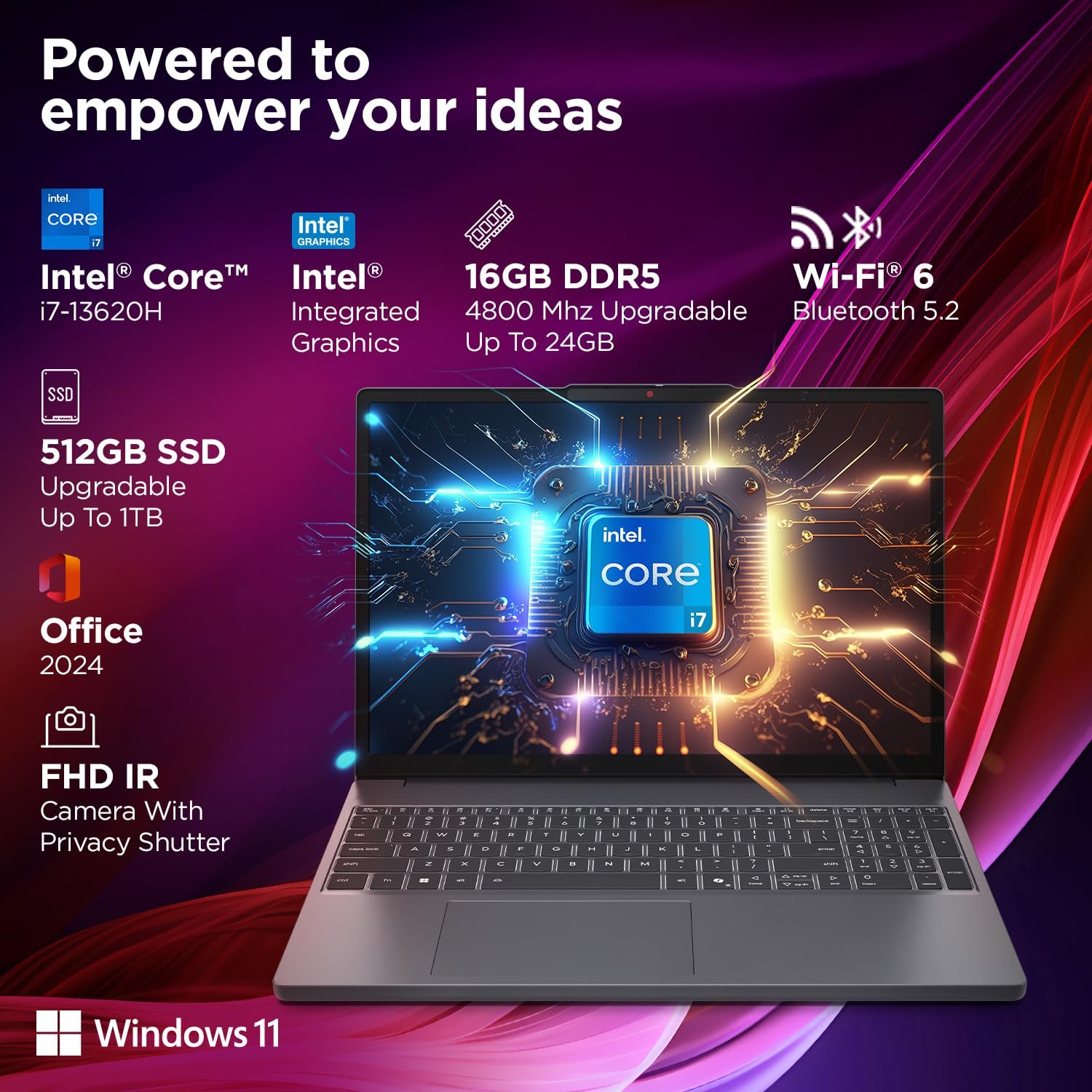 Lenovo Smartchoice Ideapad Slim 3 13Th Gen Intel Core I7-13620H 15.3 Inch(38.8Cm) WUXGA IPS Laptop(16GB RAM/512GB SSD/Windows 11/Office Home 2024/Backlit Keyboard/1Yr ADP Free/Grey/1.6Kg),83K100CJIN - Image 4