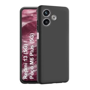 CEDO Redmi 13 (5G) / Poco M6 Plus (5G) Back Cover | Camera Bump Protection Inner Fabric Lining | Soft Case Cover (Black)