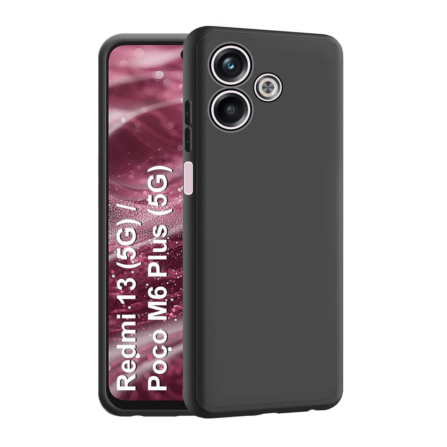 CEDO Redmi 13 (5G) / Poco M6 Plus (5G) Back Cover | Camera Bump Protection Inner Fabric Lining | Soft Case Cover (Black)