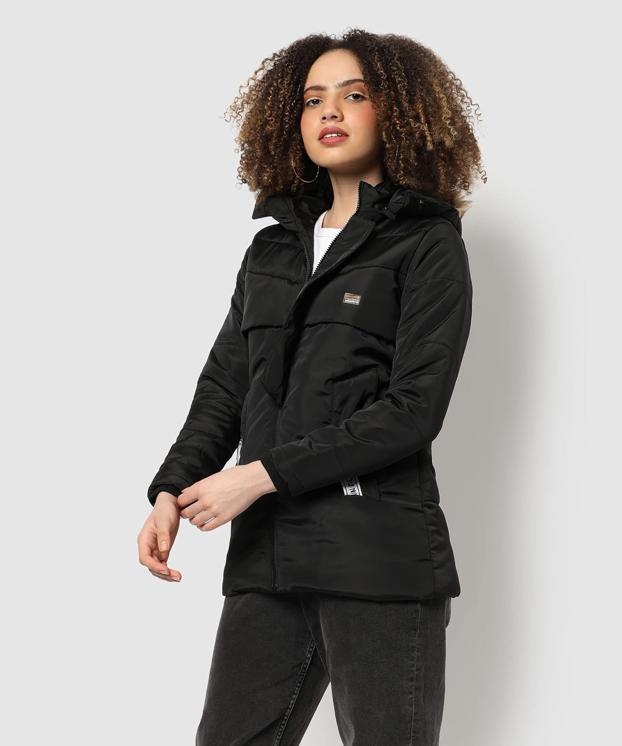 Campus Sutra Women's Polyester Standard Length A-Line Coat - Image 4