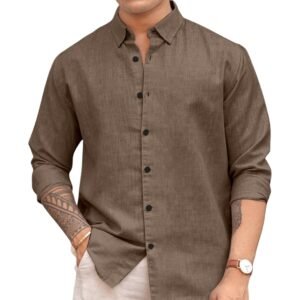 D&B Trends Linen Cotton Full Sleeve Casual Shirt for Man, Breathable Shirt for Office, Party, Wedding, Formal WEAR, Regular Slim FIT.