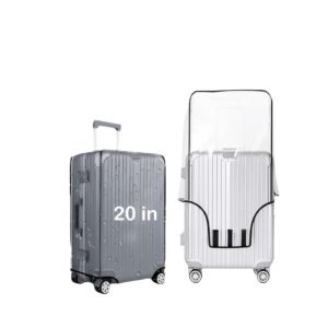 Handcuffs Transparent Luggage Trolley Protective Covers PVC Waterproof Travel Bag Suitcase Cover (20 Inches) (13.8″ X 9.1″ X 20.9″)