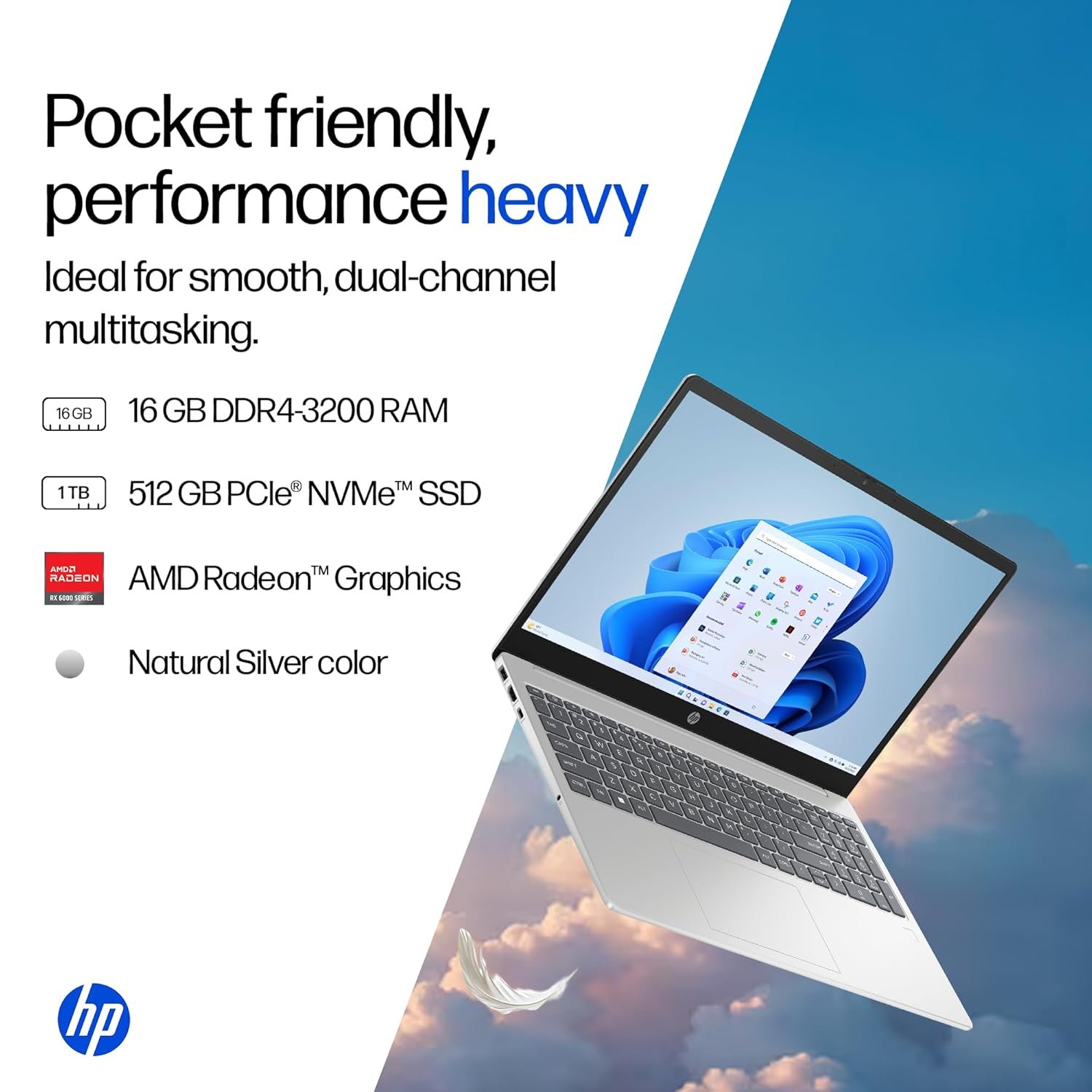 HP 15, AMD Ryzen 7 5825U (16GB DDR4, 512GB SSD) FHD, Anti-Glare, Micro-Edge,15.6''/39.6cm, Win11, M365(1yr)* Office24, Silver, 1.59kg, fc0476AU, Radeon Graphics, FHD Camera w/Shutter, Backlit Laptop - Image 4