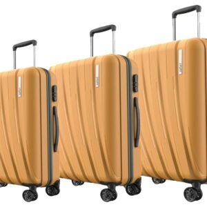 Safari Polyproplyene Hard Shell Cairo 8 Wheels, 5 Years Warranty (Cabin & Check-in) Trolley Spinner Luggage Set of 3, 55Cm, 66Cm & 75Cm, Small, Medium, Large (Ochre)