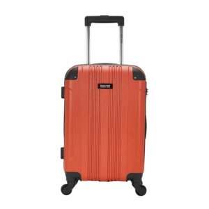 Kenneth Cole Out of Bound Hardside 20 inch 4-Wheel Carry on Spinner Luggage | Durable & Lightweight Travel Trolley Bag with Combination Lock for Men & Women | 360 Degree Wheel Rotate Suitcase, Orange