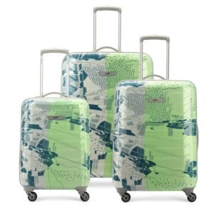 Skybags Trooper Set of 3 (Cabin + Medium+Large) Hard Luggage (55+65+75 cm) | Polypropylene Luggage Trolley with 8 Spinner Wheels|Green|Unisex