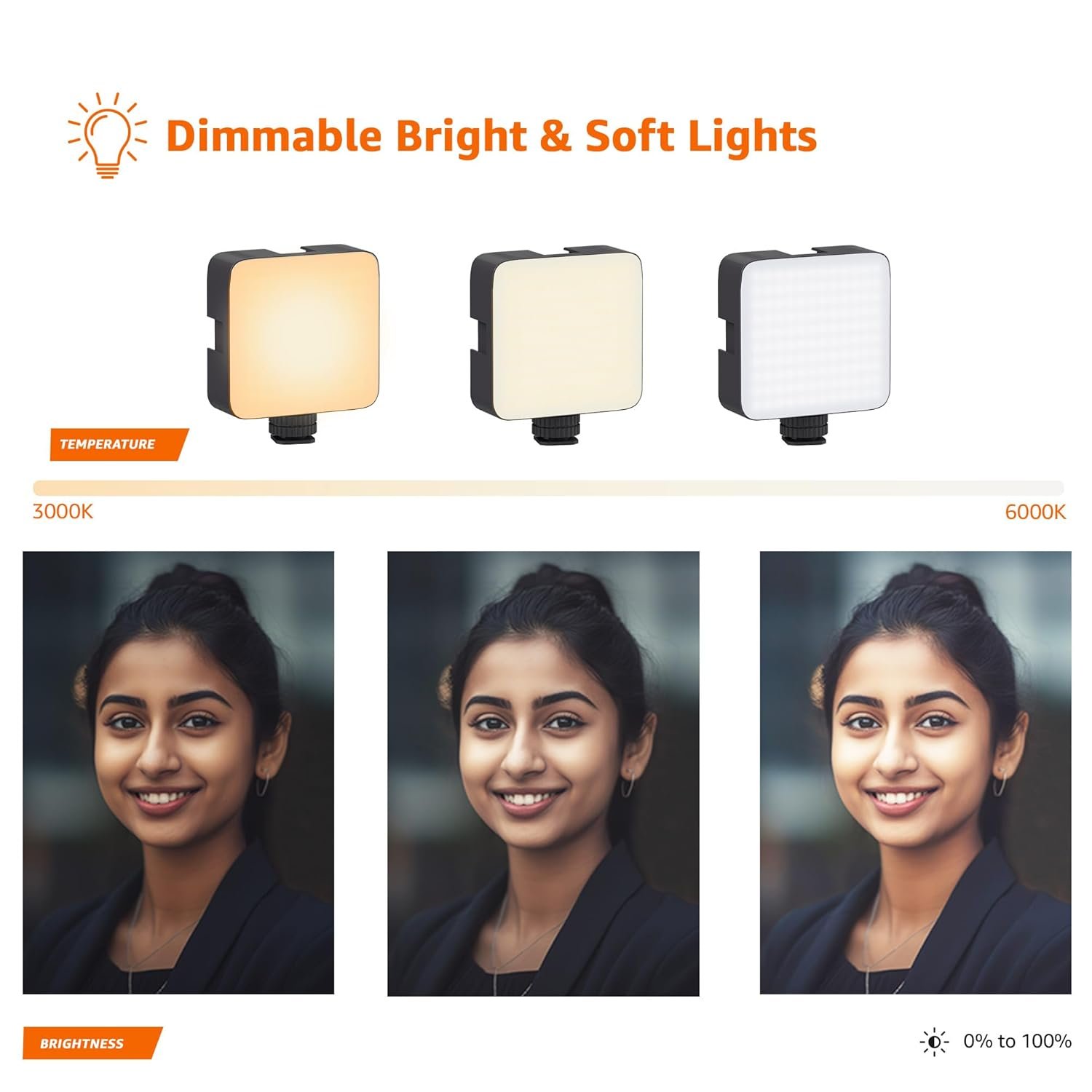 Amazon Basics Camera Video Light with Clip and 3 Cold Shoe Connector | 120 LED Beads | Dimmable & Rechargeable Battery | Useful for Photography, Live Streaming, Makeup, Video Meeting - Image 6