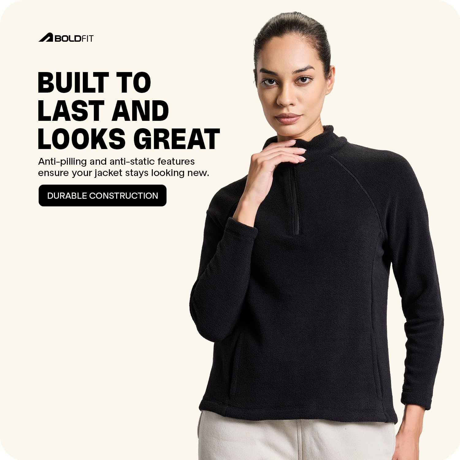 Boldfit Sweatshirt for Woman Half Sleeves Winter Jacket for Woman Half Zipper Sweater for Women Stylish Sweat Shirt for Women Standard Length Winter wear - Image 6