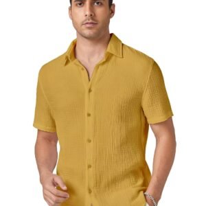 WEBRIC Shirt for Men | Mens Casual Shirt | Men Stylish Half Sleeve Shirt | Men Polycotton Shirt | Men’s Regular Fit | Men Formal Shirt | Men’s Textured Popcorn Slim Fit