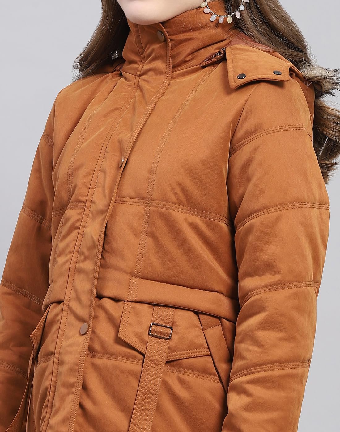 Monte Carlo Women's Polyester Blend Regular Solid Detachable Hood Full Sleeve Jacket - Image 8