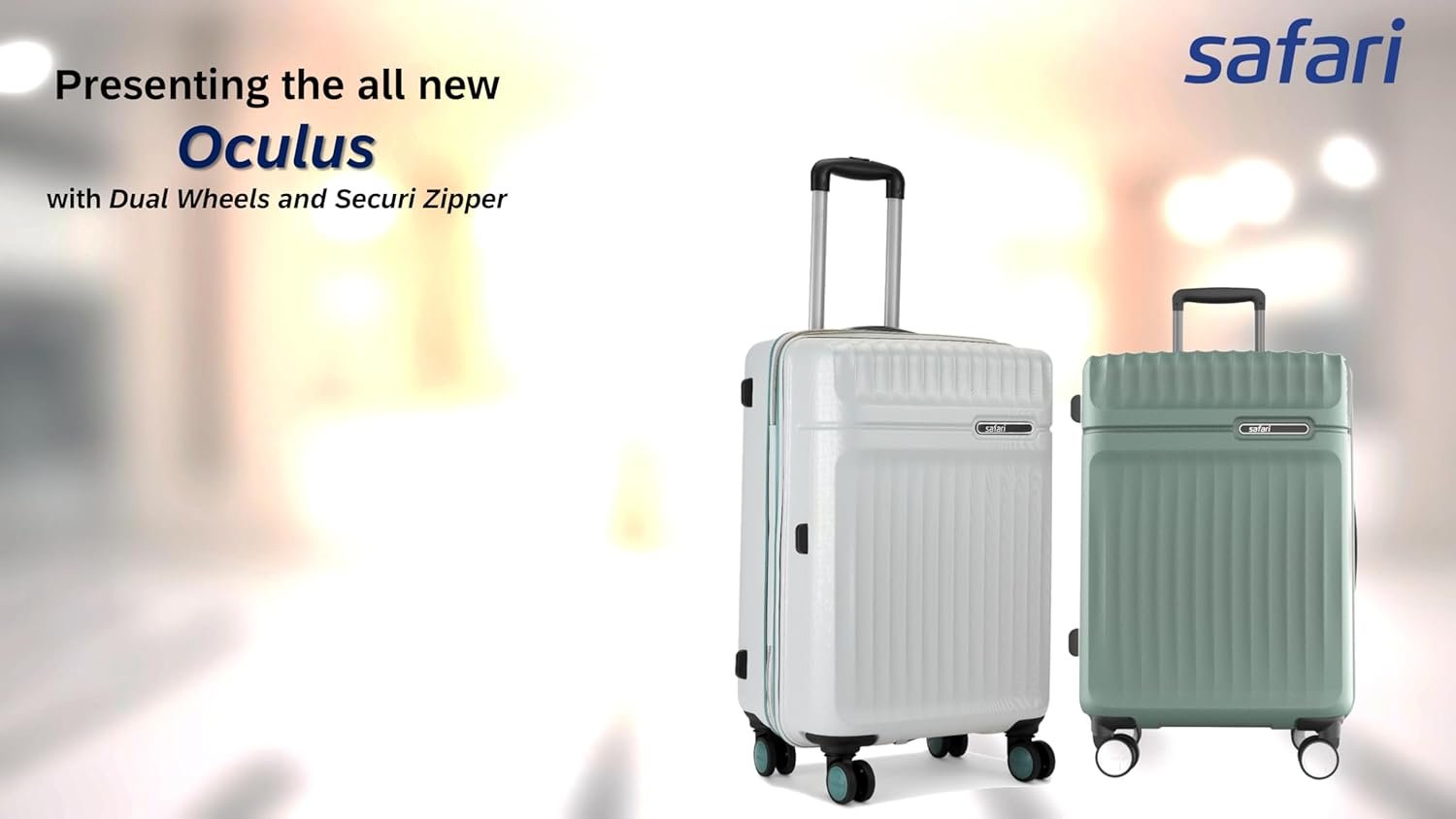 Safari Oculus 8 Wheels, Anti-Theft Zipper (Cabin & Check-in) Polycarbonate Trolley Spinner Luggage Set of 3, 55Cm, 65Cm & 77Cm, Small, Medium, Large (Cloud Grey) - Image 3