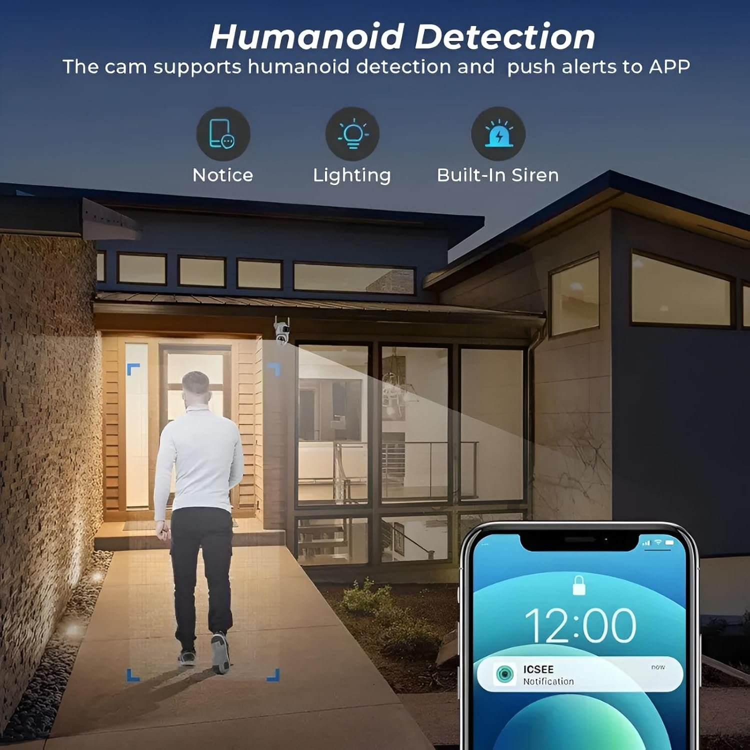 USEWELL 3MP Dual Lens 3MP HD Outdoor WiFi Security Camera | 270° Pan & 90° Tilt View | Full-Color Night Vision | Humanoid Motion Tracking | 2-Way Talk | IP66 Waterproof CCTV Camera - Image 3