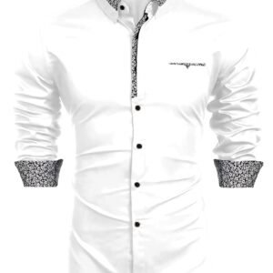 WEBRIC Shirt for Men | Mens Casual Shirt | Men Stylish Shirt | Men Cotton Blend Shirt | Men’s Regular Fit | Men Formal Shirt | Men’s Solid Slim Fit Floral Print Contrast Shirt for Men