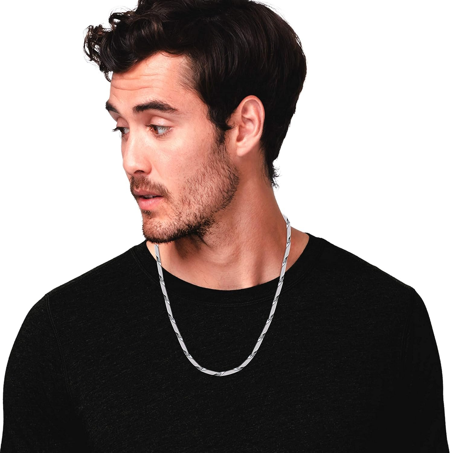 Fashion Frill Men's Double Coated Popular Stainless Steel Silver Chain For Men Boys Girls Stylish Necklaces Silver Chain Anniversary Love Gift For Husband Unisex Chains 22 Inches - Image 7