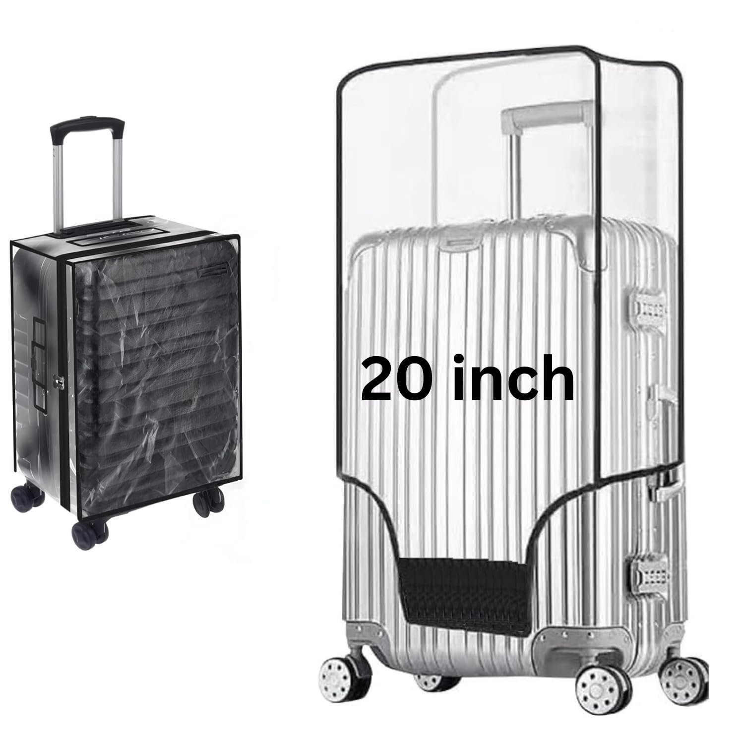 Suitcase Cover Small | 20 Inch Transparent PVC Luggage Cover for Hard Trolley Bag (50 CM), Waterproof Clear Protective Trolley Bag Cover with Zipper, Travel Dustproof Protector - Image 2
