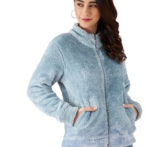 Modeve Women Solid Full Sleeve Fur Standard Length Jacket For Winter