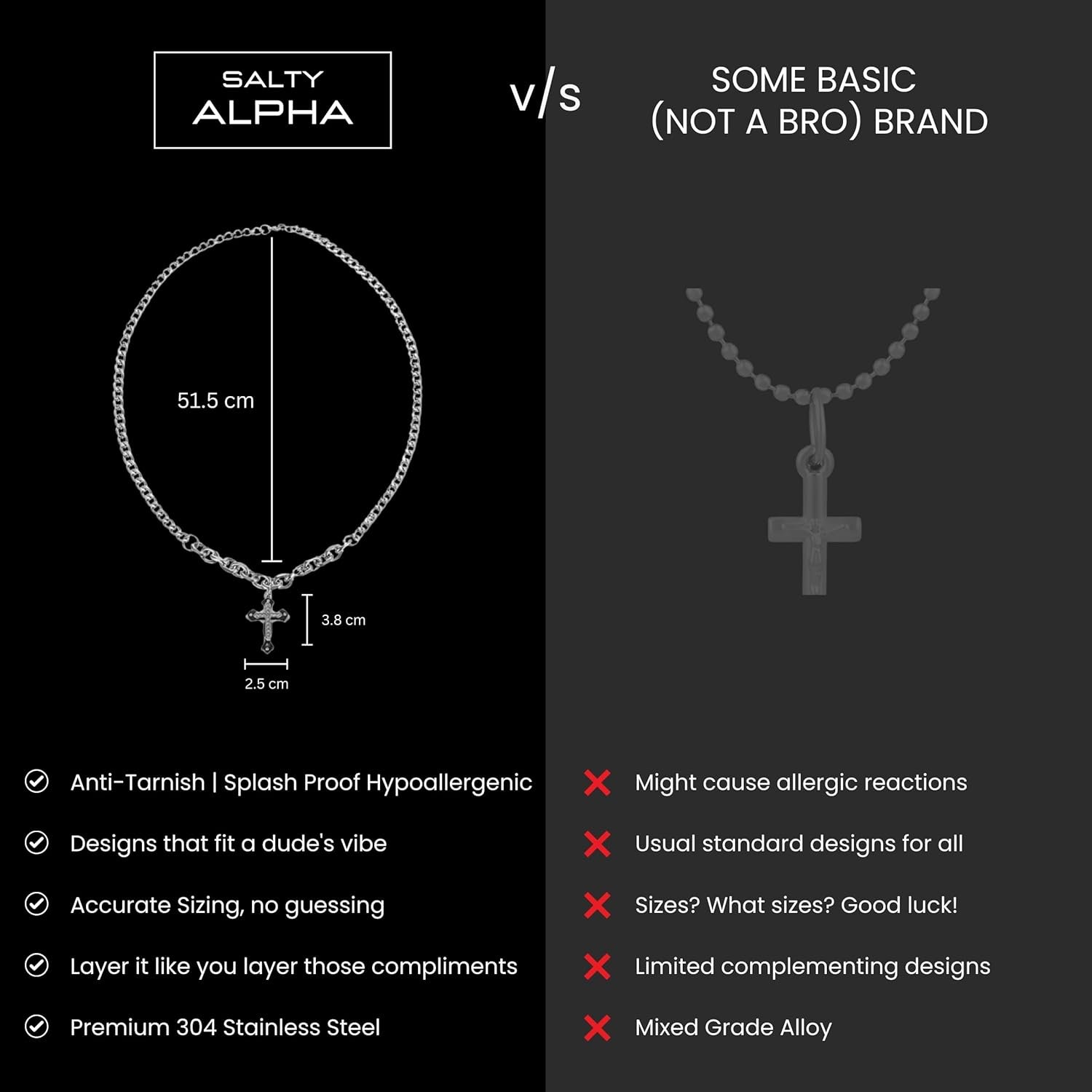 SALTY ALPHA Anti Tarnish Stainless Steel Rugged Black Locket Neck Chain for Men | Stylish Pendant Necklace | Jewellery Accessories for Boys | Minimal Jewelry | Gifts for Boyfriend & Husband | Gift for Diwali, Christmas, Marriage, Birthday - Image 4