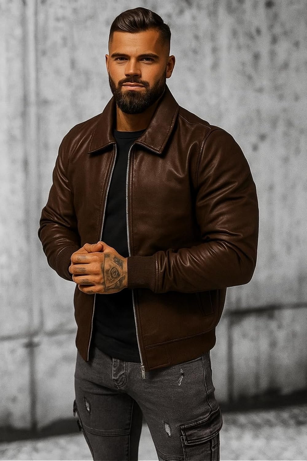 Blaq Ash Men's Faux Leather Removable Hooded Jacket - Image 2