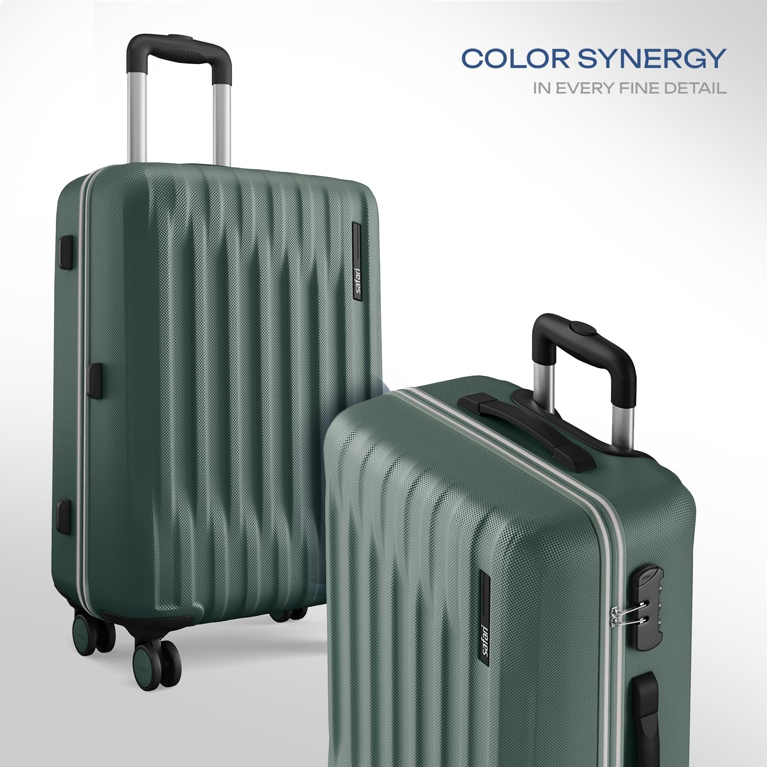 Safari Medium Ray Neo 8 Wheels 65cm size Check-in Trolley Bag, Hard Case Polycarbonate 360 Degree Wheeling Luggage for Men & Women, Travel Bag, Suitcase for Travel, Trolley Bags for Travel, Sage Green - Image 2