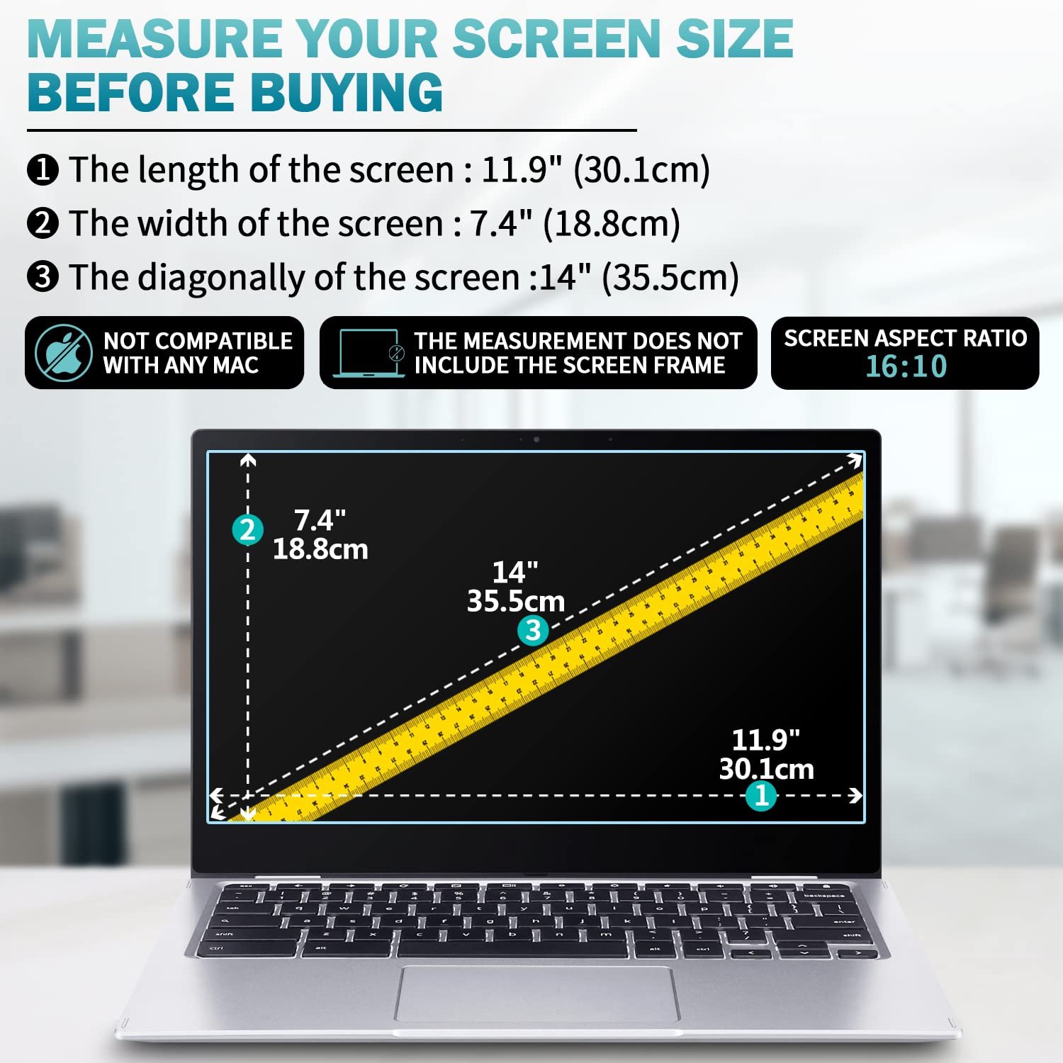 Saco 14 Inch Anti-Glare Matte Screen Guard for 2023 Lenovo Yoga Slim 6 14IAP8 & Yoga 7 2-in-1 14IML9 | Laptop Screen Protector 14 Inch 16:10 Ratio - Image 2