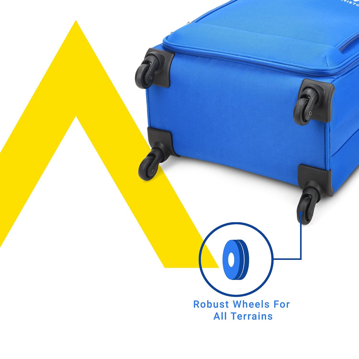 Aristocrat Oasis Plus Medium Size Soft Check in Spinner Luggage (69 Cm)|Spacious Polyester Trolley with 4 Wheels and Combination Lock|Dazzling Blue|Unisex| 5 Year Warranty - Image 6