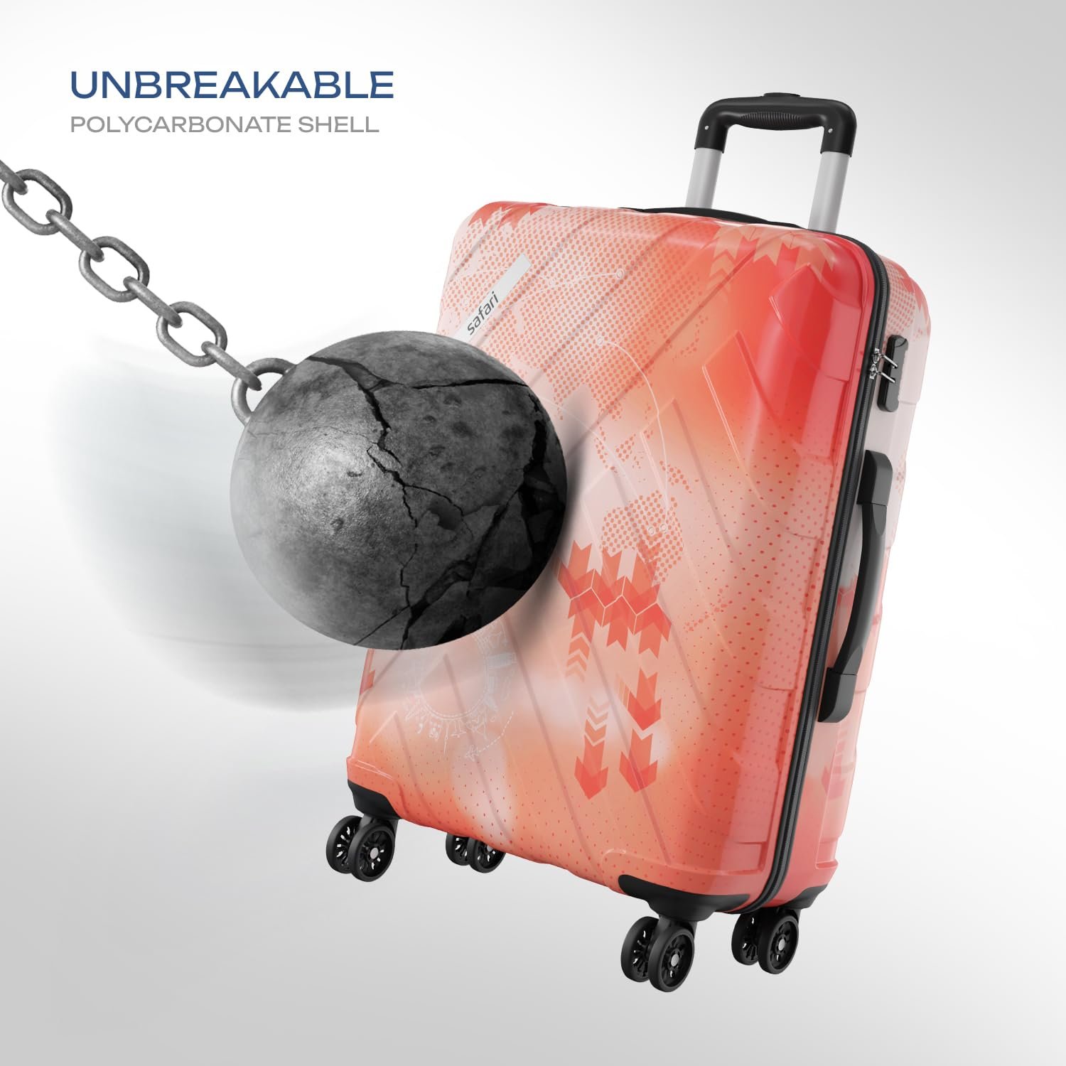 Safari Matrix 8 Wheels 65cm Medium Size Trolley Bag, Hard Case Polycarbonate, 360 Degree Wheeling Small Check in Luggage, Suitcase for Travel, Trolley Bags for Travel, Printed - Image 2