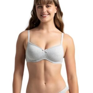 Jockey 1723 Women Super Combed Cotton Elastane T-Shirt Bra| Wirefree | Padded | Medium Coverage | Lace Styling with Adjustable Straps | Fabric