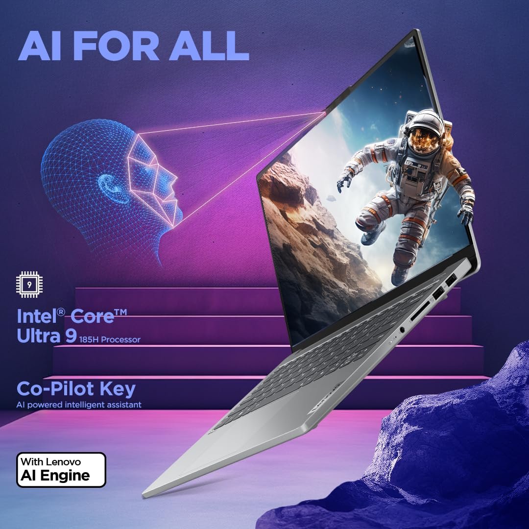 Lenovo IdeaPad Pro 5, Intel Core Ultra 9 185H, 32GB RAM, 1TB SSD, 2.8K-OLED 400Nits 120Hz, 14"/35.5cm, Windows 11, MS Office 21, Grey, 1.4Kg, 83D2001GIN,IntelArc GPU, FHD+IRCam, AI Powered Laptop - Image 4