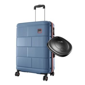 Safari Trackr 8 Wheels 69cm Medium Size GPS Enabled Trolley Bag with Boat Tag, Hard Case Polycarbonate Luggage, TSA Lock, Organized Interior, Suitcase for Travel, Trolley Bags for Travel, Steel Blue