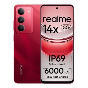realme 14x 5G Smartphone 8+128GB red, 6.67-inch Screen, 120Hz Display, 6000mAh Battery, 80MP, MediaTek Dimensity 6300, ArmorShell Protection, IP69