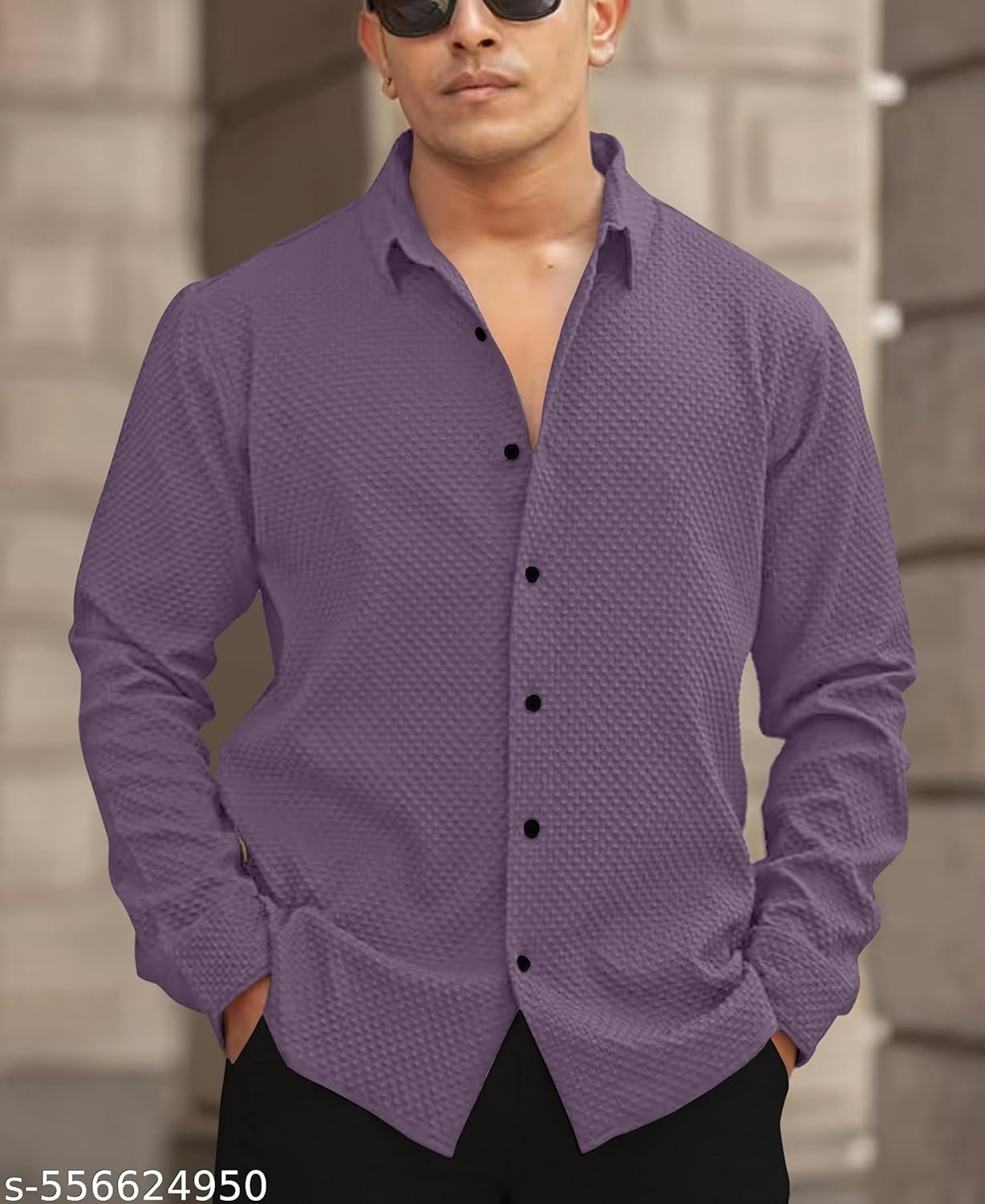 D&B Trends Men’s Full Sleeve Casual Shirt | Premium Textured Solid Shirt | Regular Fit Wrinkle Free Cotton Blend | Stylish Branded Shirt Party, Wedding & Office Wear. - Image 2