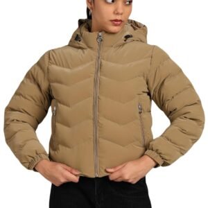 ELLIPSE Women’s Water-Resistant Nylon Winter Jacket with Hoodie | Stylish Full Sleeve Jacket for Cold Weather | Perfect for Minus Degree Temperatures