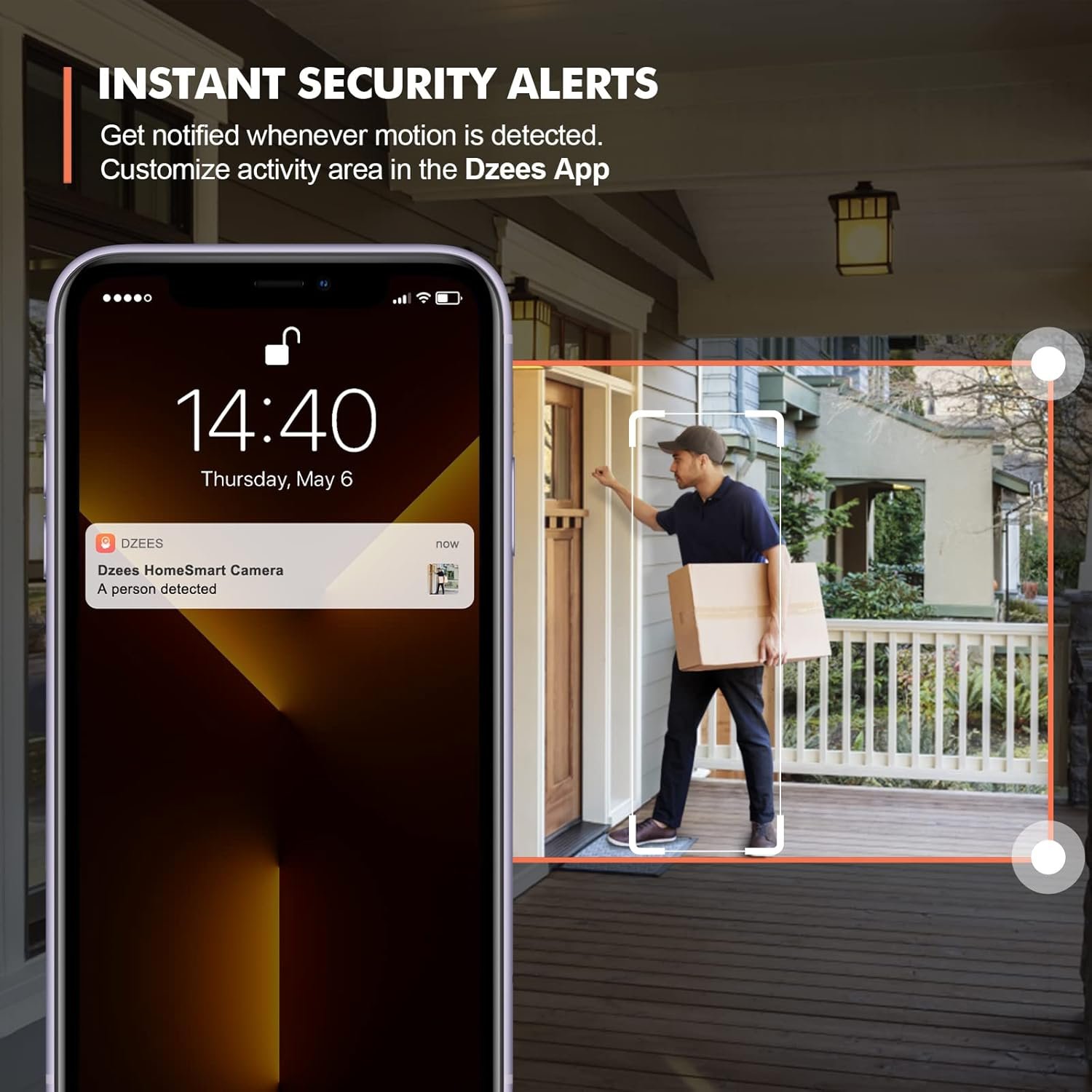 Dzees 360° PTZ Security Cameras Wireless Outdoor WiFi, 2K Powered Home Security Camera Indoor, Spotlight & Siren, Color Night Vision, 2-Way Talk, AI Motion Detection, IP66, Cloud Stroage - Image 5