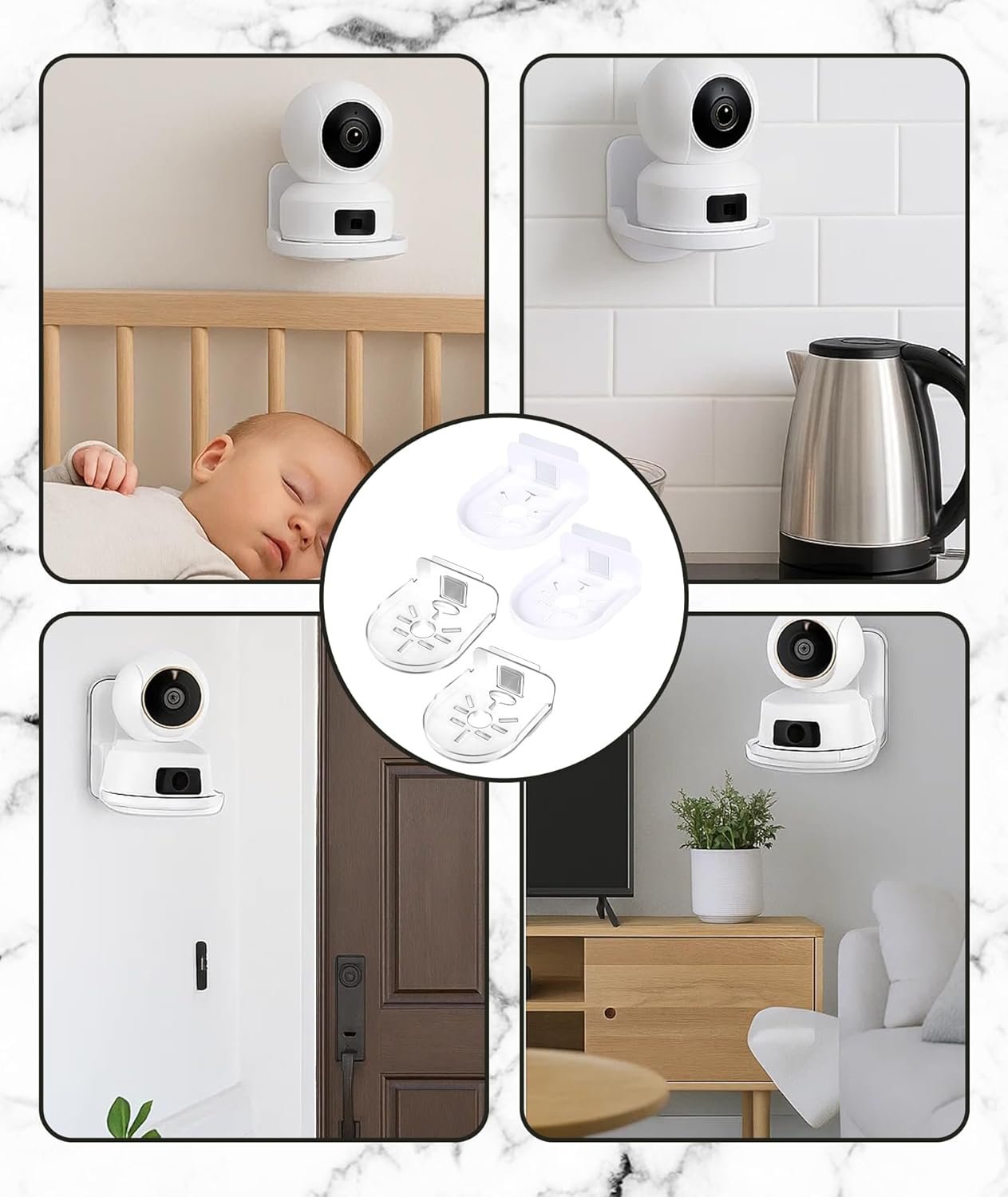 4 Pcs CCTV Camera Stand Wall Mount, Camera Stand for Wall, Transparent Camera Mounting Bracket, Wall Mount Camera Shelf for Security, Pet Monitors - Image 6