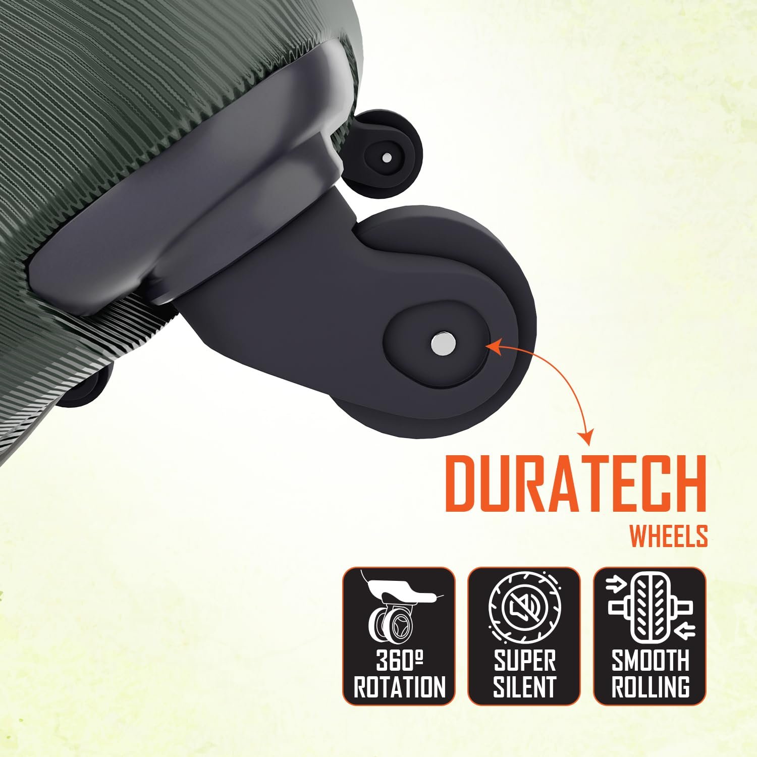 Safari Genius Fortis 66cm Medium Size Check-in Trolley Bag Hard Case Polycarbonate, 4 Spinner Wheels, 360 Degree Wheeling Luggage, Travel Bag, Suitcase for Travel, Trolley Bags for Travel, Green - Image 3