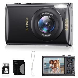4K Digital Camera for Beginners, Vlogging Camera for Photography and Video 64MP 18X Digital Zoom Compact Point and Shoot Digital Cameras Autofocus for Boys and Girls, Teens, Beginner, 16GB Included