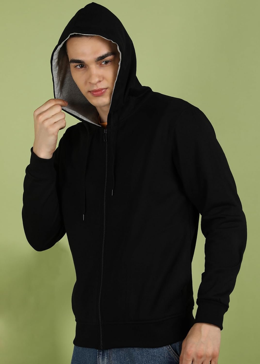 Alan Jones Clothing Men’s Solid Zipper Hooded Sweatshirt | Ribbed Hem, Lined Hood, Side Pockets, Durable Zip | Multiple Colors - Image 5