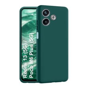 CEDO Redmi 13 (5G) / Redmi 13 Prime Edition/Poco M6 Plus (5G) Back Cover | Camera Bump Protection & Inner Velvet Fabric Lining | Ultra Slim Matte Soft Rubberised Case Cover (Green)